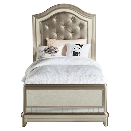 Twin Panel Bed w/ Upholstered Headboard